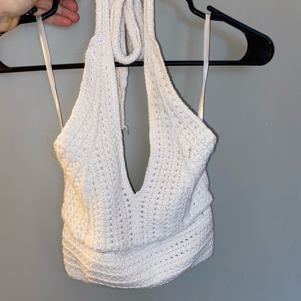 White Knit Halter Top